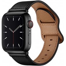 Lederarmband schwarz - Apple Watch 42mm / 44mm / 45mm