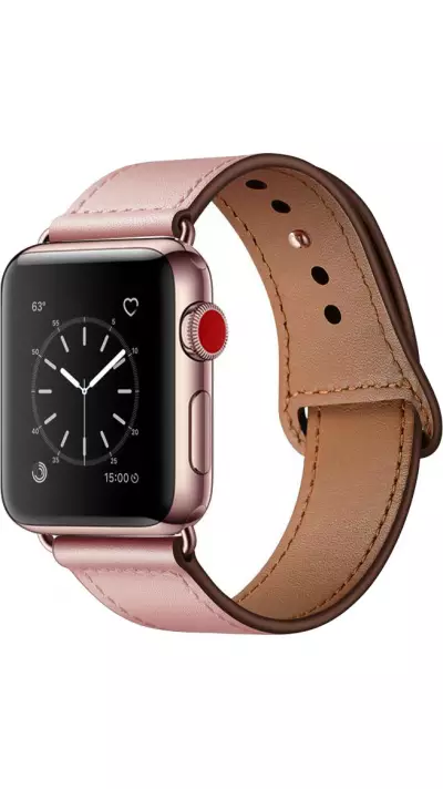 Bracelet cuir rose - Apple Watch 44/45/46/49 mm