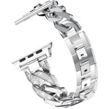 Armband Edelstahl Diamond Loop mit luxuriösen Diamanten und grossen Schleifen - Silber - Apple Watch 42 mm / 44 mm