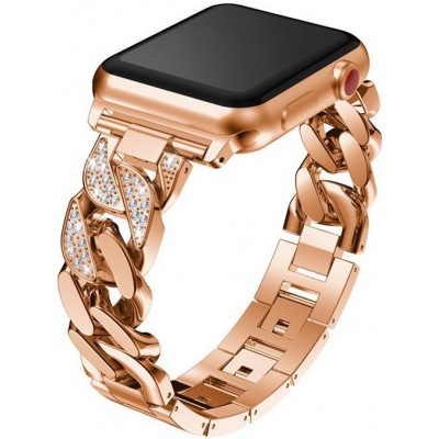 Bracelet en acier Diamond Loop avec strass luxueux à grosses boucles - Rose - Apple Watch 42 mm / 44 mm