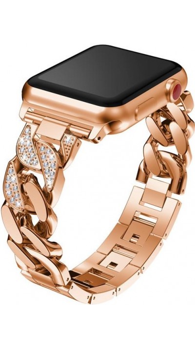 Bracelet en acier Diamond Loop avec strass luxueux à grosses boucles - Rose - Apple Watch 42 mm / 44 mm