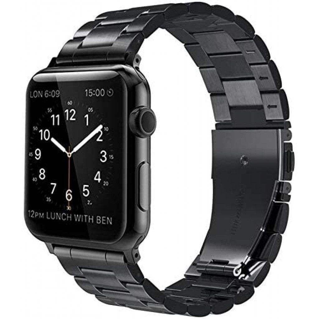 Bracelet Apple Watch 41mm / 40mm / 38 mm, Nylon Tressé avec Boucle Noir /  Gris - Français