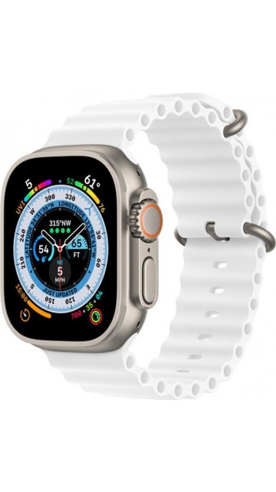 Bracelet en caoutchouc silicone ondulé - Blanc - Apple Watch Ultra 49 mm