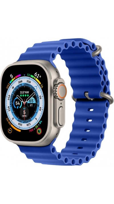 Bracelet en caoutchouc silicone ondulé - Bleu - Apple Watch Ultra 49 mm