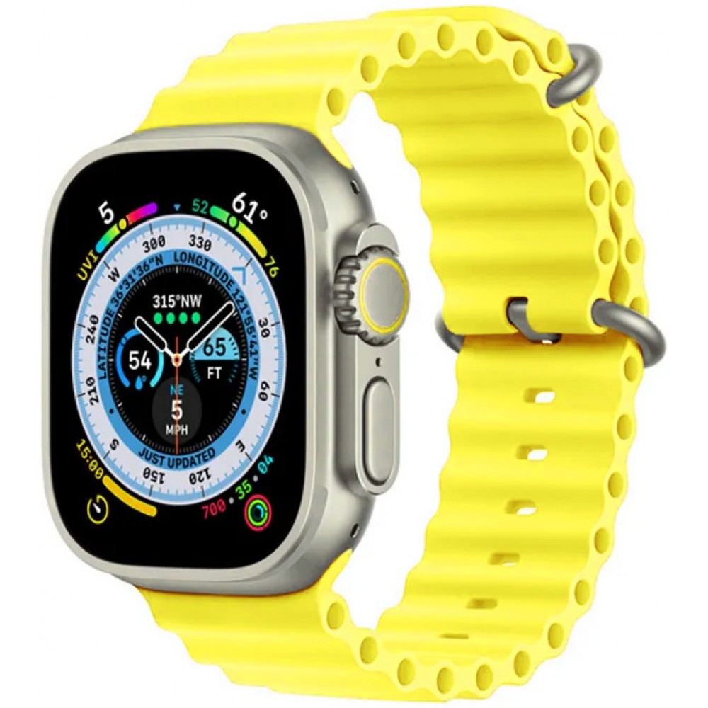 Bracelet en caoutchouc silicone ondulé - Jaune - Apple Watch 44/45/46/49 mm
