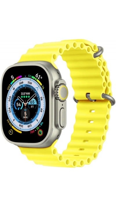 Bracelet en caoutchouc silicone ondulé - Jaune - Apple Watch 42 mm / 44 mm / 45 mm