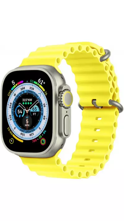 Bracelet en caoutchouc silicone ondulé - Jaune - Apple Watch 44/45/46/49 mm
