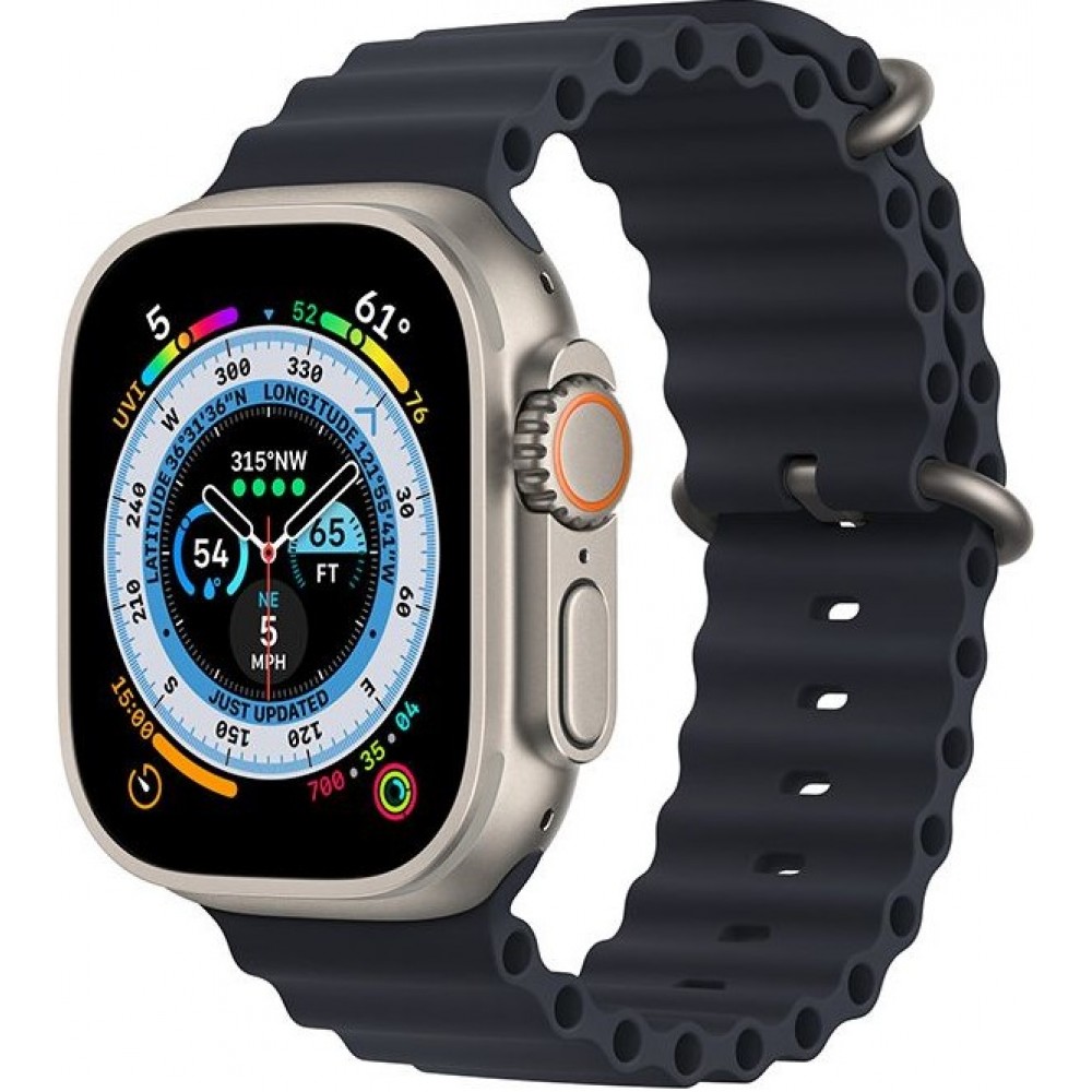 Gummi Silikon Armband gewellt - Schwarz - Apple Watch Ultra 49 mm