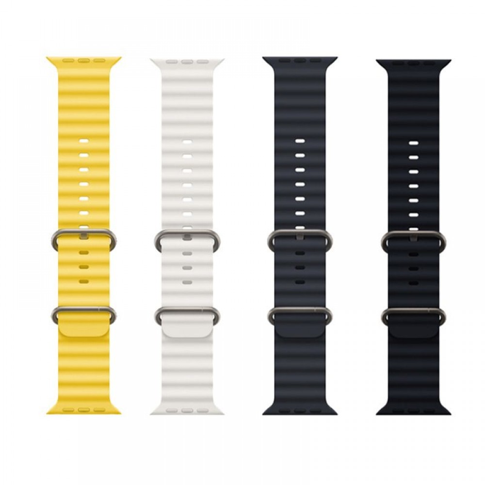 Gummi Silikon Armband gewellt - Schwarz - Apple Watch Ultra 49 mm