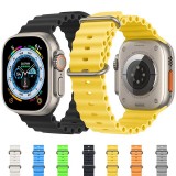 Gummi Silikon Armband gewellt - Schwarz - Apple Watch Ultra 49 mm