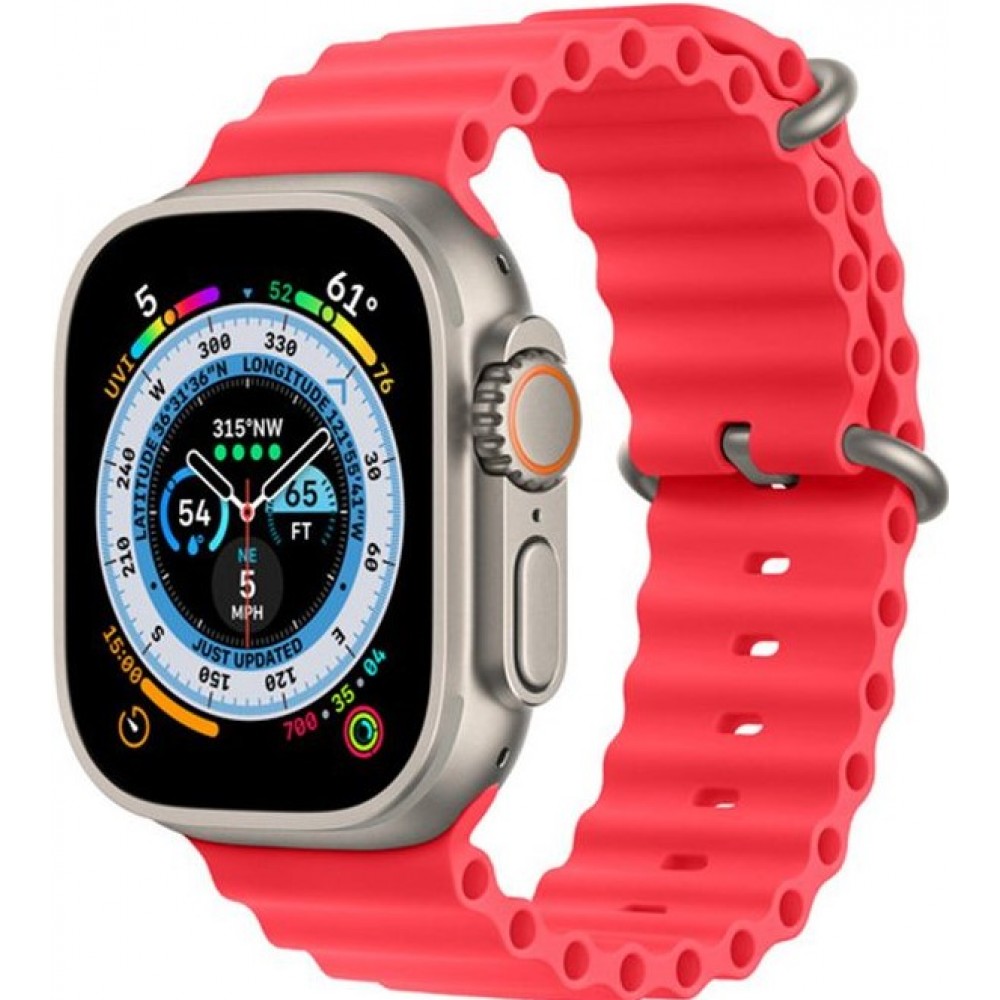 Gummi Silikon Armband gewellt - Rot - Apple Watch Ultra 49 mm