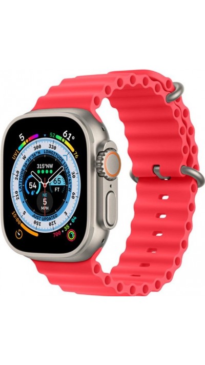 Bracelet en caoutchouc silicone ondulé - Rouge - Apple Watch Ultra 49 mm