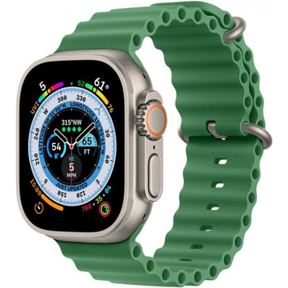 Bracelet en caoutchouc silicone ondulé - Vert foncé - Apple Watch Ultra 49 mm