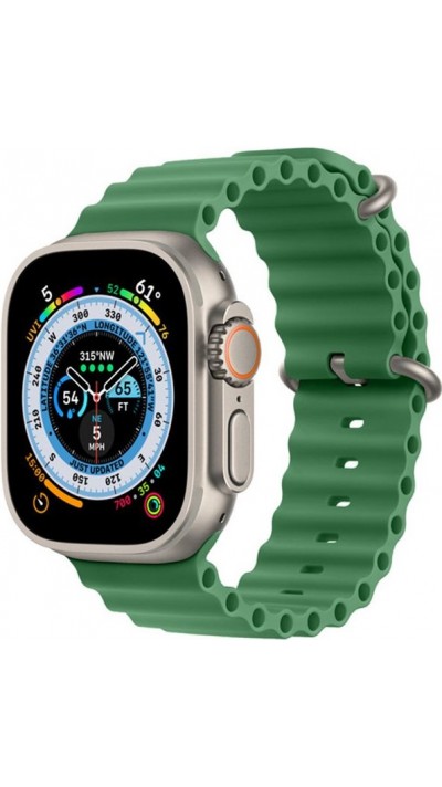 Bracelet en caoutchouc silicone ondulé - Vert foncé - Apple Watch Ultra 49 mm