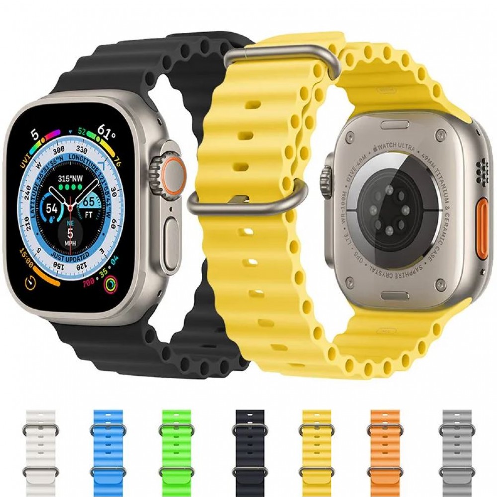 Bracelet en caoutchouc silicone ondulé - Vert menthe - Apple Watch 44/45/46/49 mm