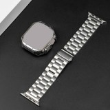 Bracelet en métal raffiné avec coque de protection en silicone TPU intégrée pour Apple Watch 49mm - Argent