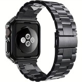 Bracelet en métal raffiné avec coque de protection en silicone TPU intégrée pour Apple Watch 49mm - Argent