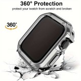 Bracelet en métal raffiné avec coque de protection en silicone TPU intégrée pour Apple Watch 49mm - Argent
