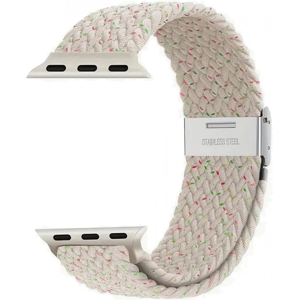 Elastisches Geflochtenes Nylonarmband mit Dehnbaren Riemen für Apple Watch - Champagne - Apple Watch 44/45/46/49 mm
