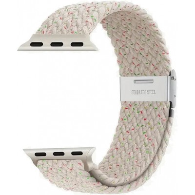 Bracelet en nylon &eacute;lastique tress&eacute; avec des sangles extensibles pour Apple Watch - Champagne - Apple Watch 44/45/46/49 mm