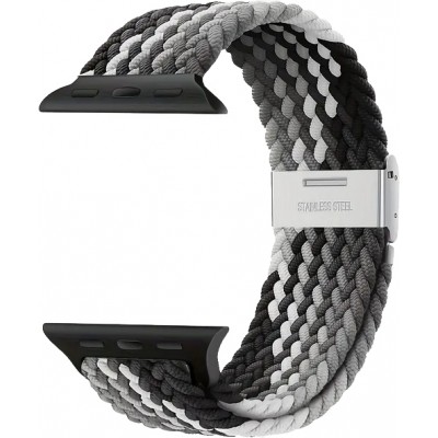 Bracelet en nylon élastique tressé avec des sangles extensibles pour Apple Watch - Noir & Blanc - Apple Watch 38/40/41/42 mm