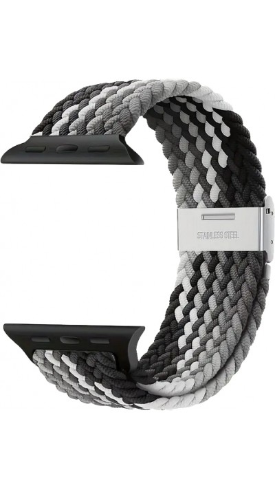 Bracelet en nylon élastique tressé avec des sangles extensibles pour Apple Watch - Noir & Blanc - Apple Watch 38/40/41/42 mm