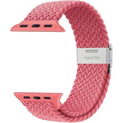 Bracelet en nylon élastique tressé avec des sangles extensibles pour Apple Watch - Rose - Apple Watch 44/45/46/49 mm