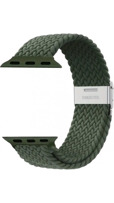 Bracelet en nylon élastique tressé avec des sangles extensibles pour Apple Watch - Vert foncé - Apple Watch 38/40/41/42 mm