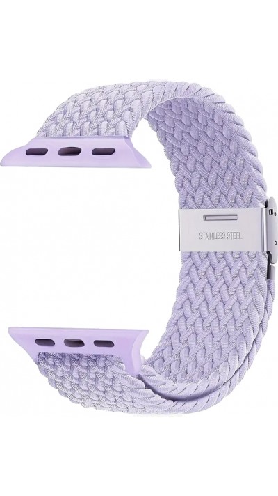 Bracelet en nylon élastique tressé avec des sangles extensibles pour Apple Watch - Violet clair - Apple Watch 38/40/41/42 mm