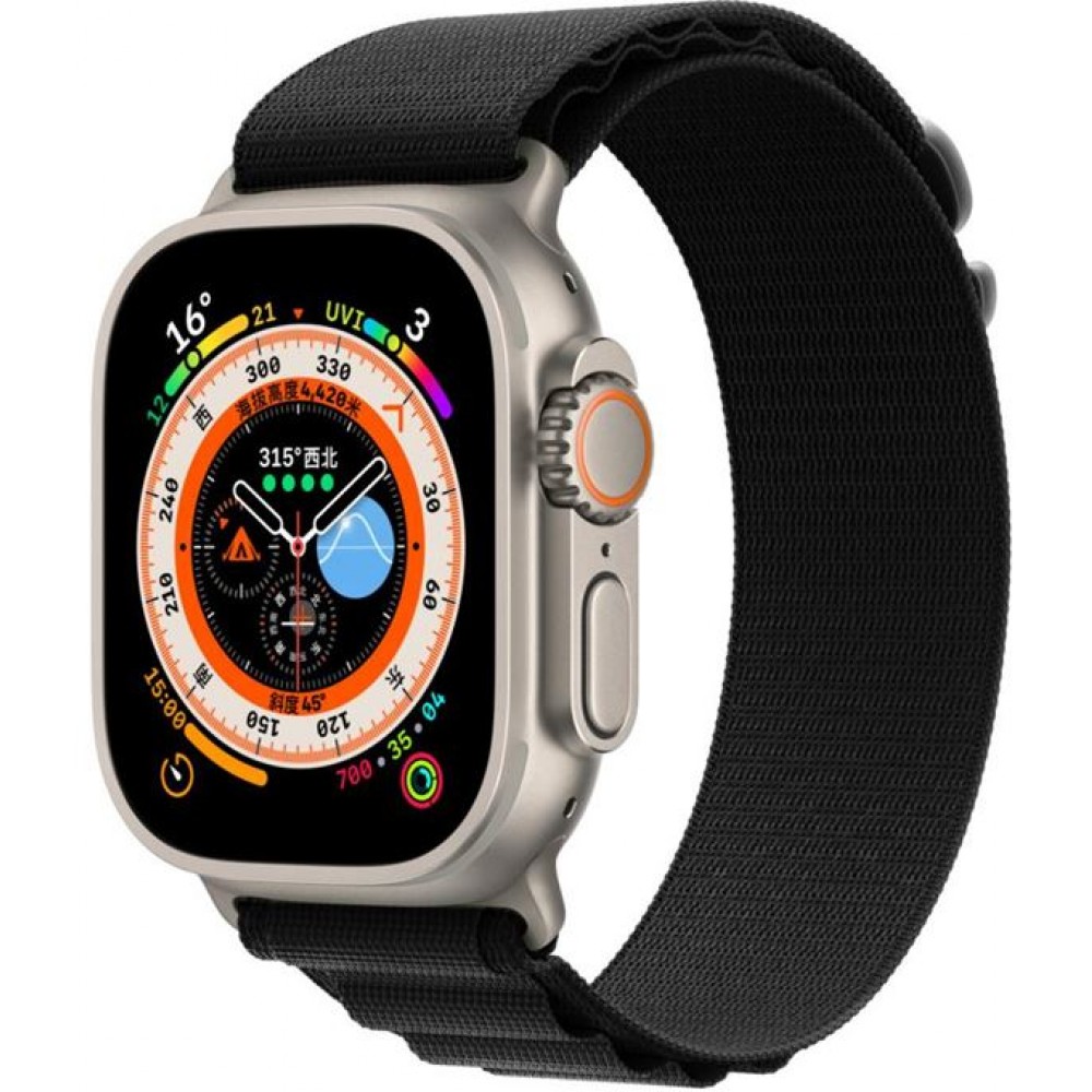 Rugged Nylon Armband wetterfest - Schwarz - Apple Watch Ultra 49 mm