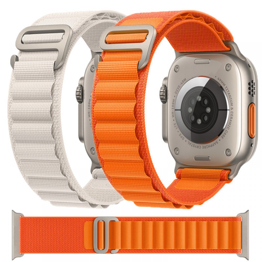 Bracelet en nylon robuste résistant aux intempéries - Orange - Apple Watch Ultra 49 mm