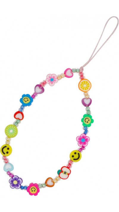 Universal Smartphone Armband Schmuck Charms - Blumen Früchte und Emojis Perlenband