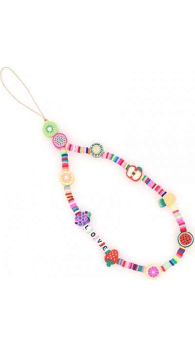 Bijou de téléphone universel / Pendentif bracelet à charms - Fruits love perles