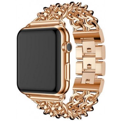 Bracelet luxueux en acier affiné avec fermoir invisible - Or rose - Apple Watch 38/40/41/42 mm