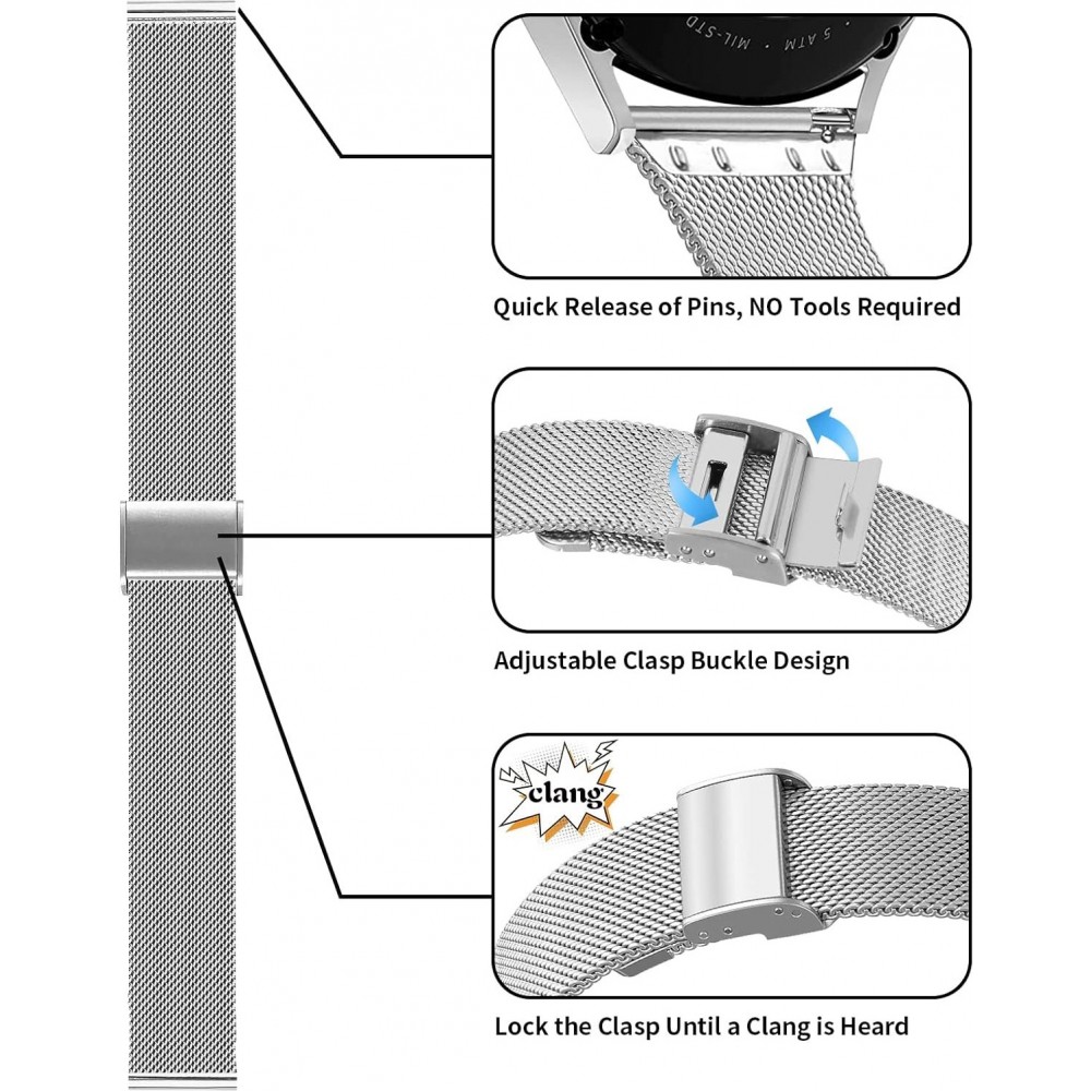 Bracelet milanais élégant en acier inoxydable - Argent - Whoop 4.0