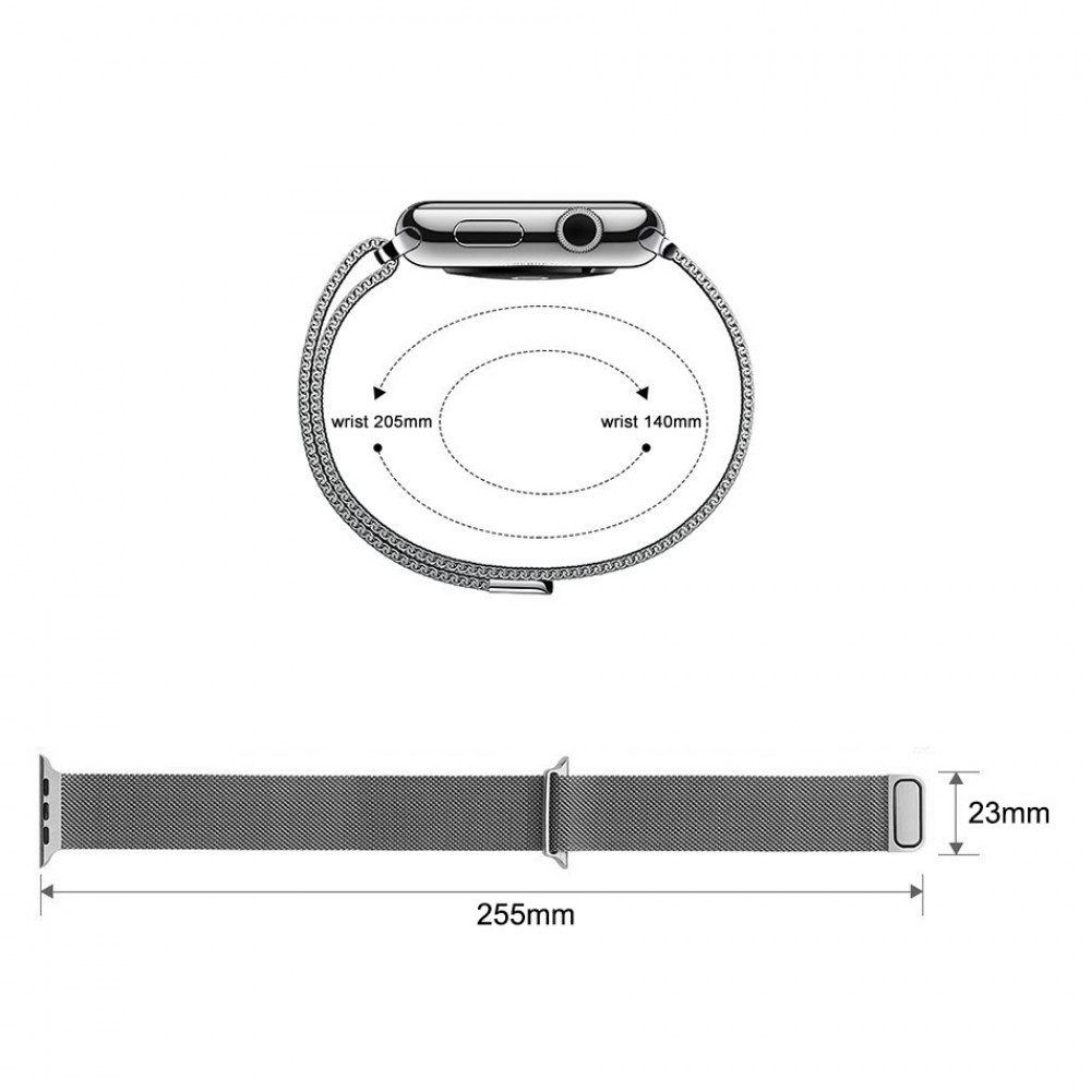 Bracelet milanais en acier argent - Apple Watch 38/40/41/42 mm