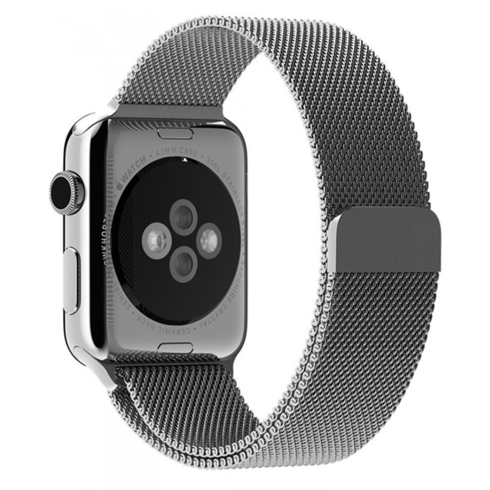 Bracelet milanais en acier argent Apple Watch 42mm 44mm 45mm