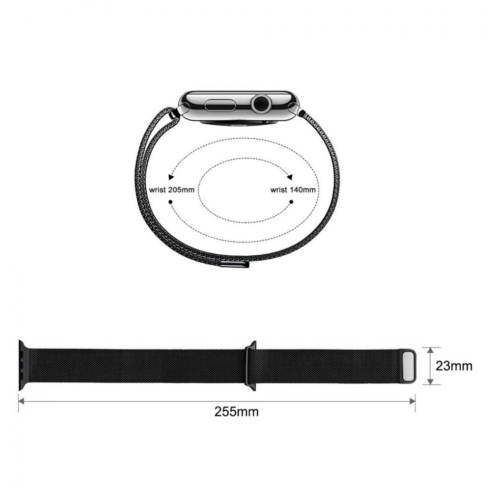 Bracelet milanais en acier noir - Apple Watch 38/40/41/42 mm