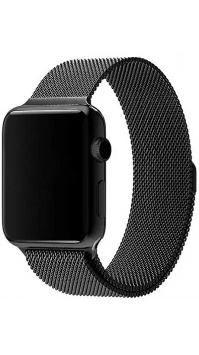 Bracelet milanais en acier noir - Apple Watch 44/45/46/49 mm