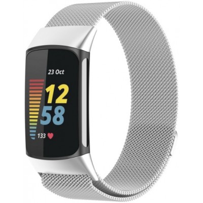 Milanaise-Armband aus Stahl in (Größe S) - Silber - Fitbit Charge 5 / 6