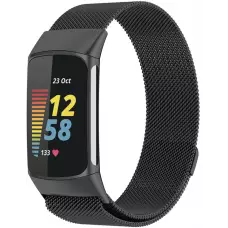 Milanaise-Armband aus Stahl in (Größe L) - Schwarz - Fitbit Charge 5 / 6