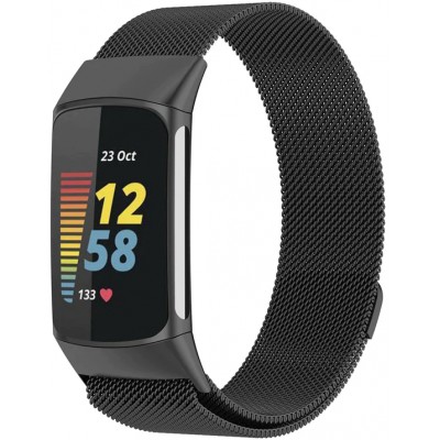 Milanaise-Armband aus Stahl in (Größe S) - Schwarz - Fitbit Charge 5 / 6