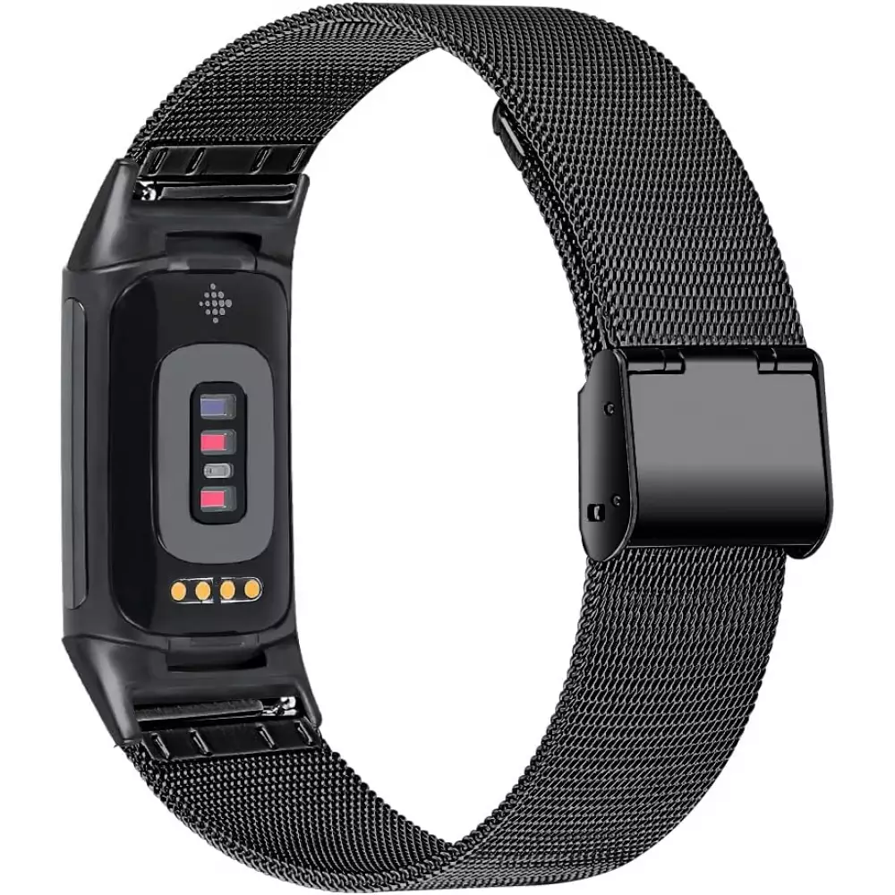 Milanaise-Armband aus Stahl in (Größe L) - Schwarz - Fitbit Charge 5 / 6