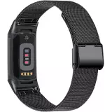 Milanaise-Armband aus Stahl in (Größe L) - Schwarz - Fitbit Charge 5 / 6