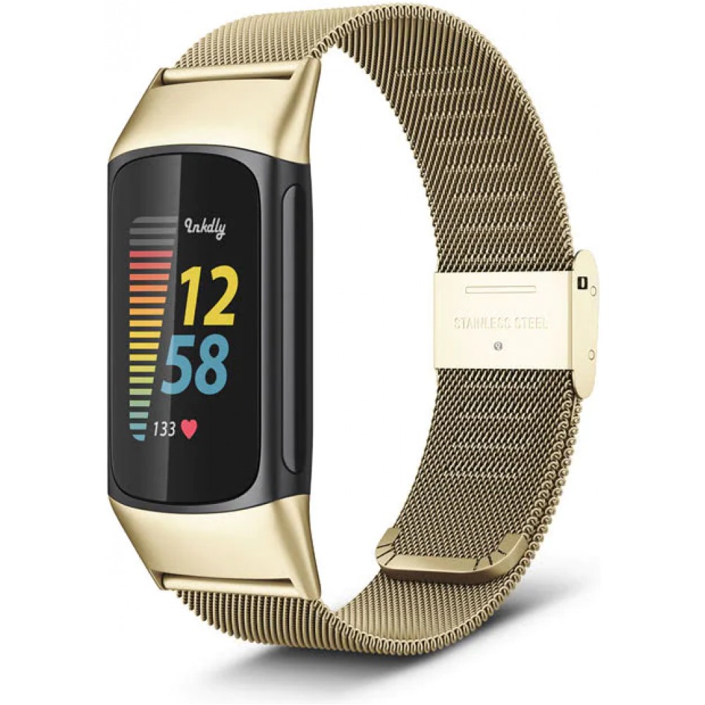 Milanaise-Armband aus Stahl in (Größe L) - Gold - Fitbit Charge 5