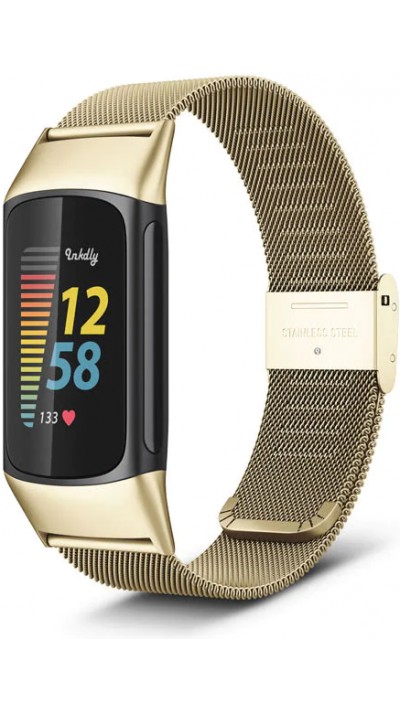 Bracelet milanais en acier (taille S) - Or - Fitbit Charge 5