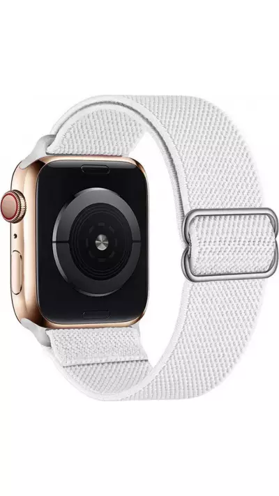 Bracelet nylon élastique sport, réglable, souple, lavable - Blanc - Apple Watch 44/45/46/49 mm