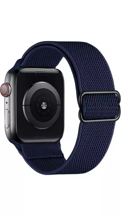 Bracelet nylon élastique sport, réglable, souple, lavable - Bleu foncé - Apple Watch 44/45/46/49 mm