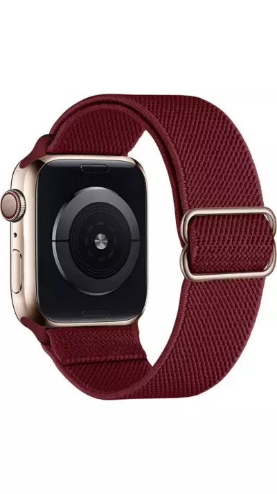 Bracelet nylon élastique sport, réglable, souple, lavable - Bordeau - Apple Watch 44/45/46/49 mm