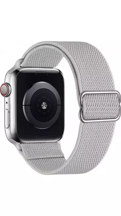 Bracelet nylon élastique sport, réglable, souple, lavable - Gris - Apple Watch 44/45/46/49 mm
